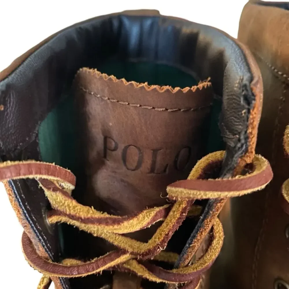 Polo Ralph Lauren Whitsand Brown Leather Lace Up Boots size 10.5